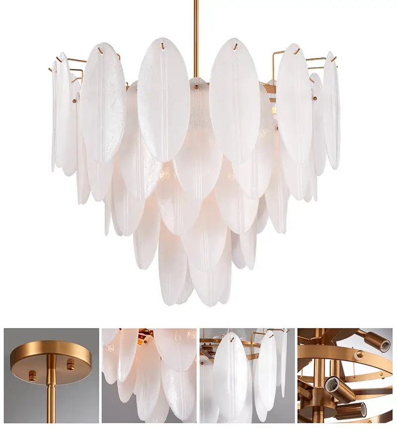 Contemporary Oval Round Frosted Glass Chandelier