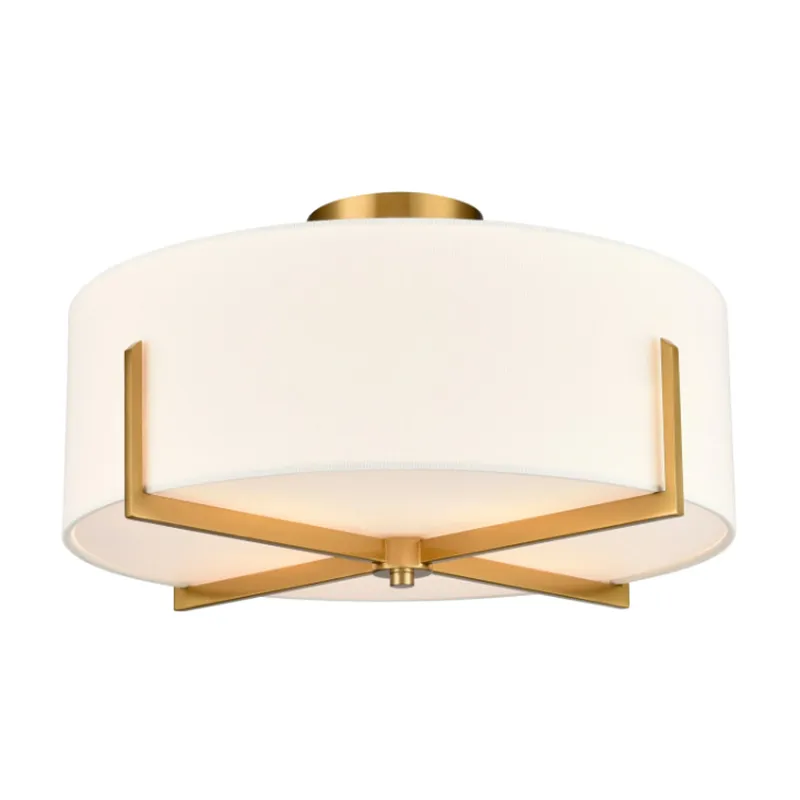 Modern Ceiling Lamp with Cream Textured Fabric Shade