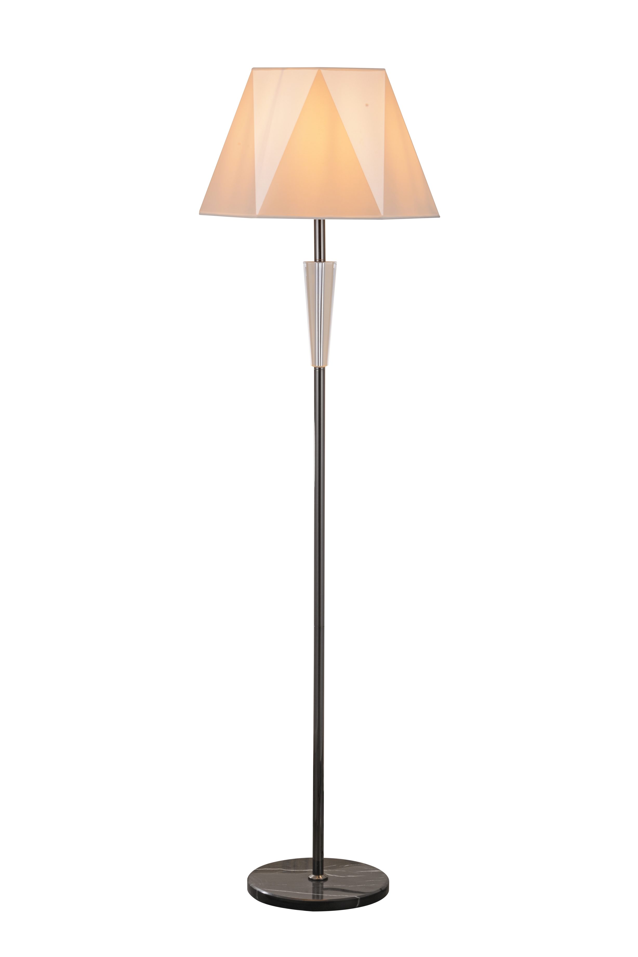 Nowoczesna stojąca lampa podłogowa z kryształowym akcentem