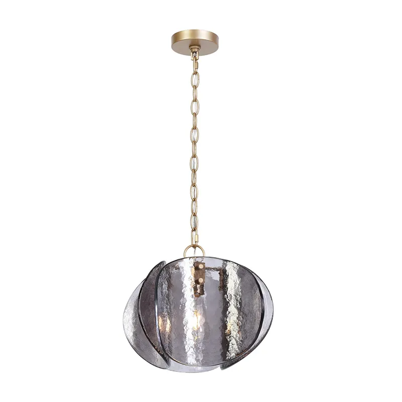Nowoczesna, pojedyncza lampa wisząca z szarego szkła