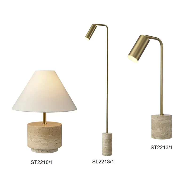Trawertynowa lampa podłogowa